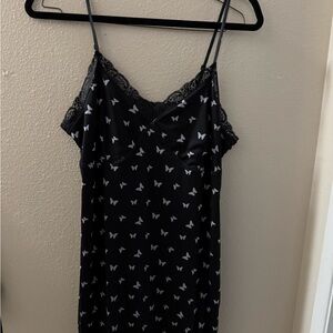 Black and White Butterfly Print Slip